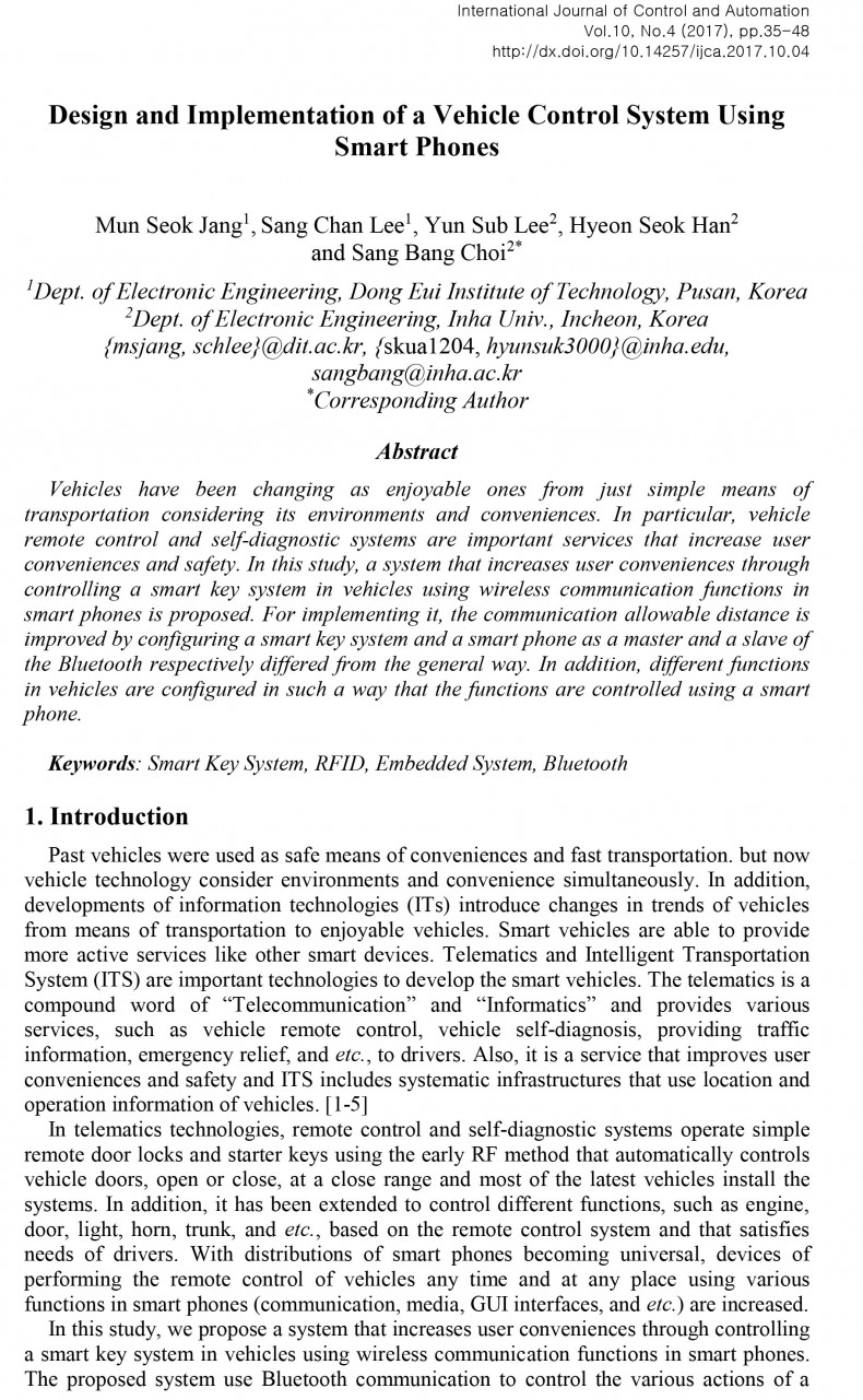 [논문] Design and Implementation of a Vehicle Control System U…